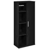 Image de vidaXL Meuble de Salle de Bain avec Porte-Rouleau Noir 39x22x90 cm, Meuble de Rangement de Salle de Bain, Armoire de Bain, Armoire de Toilette