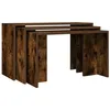 Image de vidaXL Tables gigognes 3 pcs chêne fumé Bois d'ingénierie, Table d'appoint gigogne, Table empilable, Table de canapé, Table d'appoint
