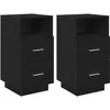 Image de vidaXL Tables de Chevet 2 pcs avec 2 tiroirs Noir 36x36x68 cm, Table d'appoint, Armoire de lit, Table d'appoint pour la Chambre, Table de Nuit