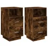 Image de vidaXL Tables de Chevet 2 pcs avec 2 tiroirs chêne fumé 36x36x68 cm, Table d'appoint, Armoire de lit, Table d'appoint pour la Chambre, Table de Nuit