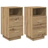Image de vidaXL Tables de Chevet 2 pcs et 2 tiroirs chêne Artisanal 36x36x68 cm, Table d'appoint, Armoire de lit, Table d'appoint pour la Chambre