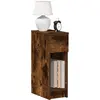 Image de vidaXL Tables de chevet avec tiroir 2 pcs chêne fumé 20x36x60 cm
