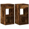 Image de vidaXL Tables de Chevet avec tiroir 2 pcs chêne fumé 35x34x66,5 cm, Table d'appoint, Armoire de lit, Table d'appoint pour la Chambre, Table de Nuit