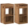 Image de vidaXL Tables de Chevet avec tiroir 2 pcs Vieux Bois 35x34x66,5 cm, Table d'appoint, Armoire de lit, Table d'appoint pour la Chambre, Table de Nuit
