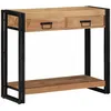 Image de vidaXL Table Console Marron 90 x 33 x 75 cm Bois d'Acacia Massif, Table Console Moderne, Meuble de Rangement étroit pour Petits espaces, Accent Fonctionnel avec tiroirs, déco Maison