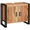 Image de vidaXL Meuble sous évier Marron 71 x 33 x 58 cm Bois d'Acacia Massif, Meuble sous évier rectangulaire moderne, rangement durable pour la salle de bain, déco contemporaine, cadre en fer