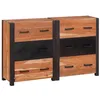 Image de vidaXL Buffet 3 pcs Marron 110 x 30 x 75 cm Bois d'Acacia Massif, Buffet en Acacia, Design Moderne, Rangement rectangulaire, Meuble Durable pour chez soi
