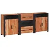 Image de vidaXL Buffet 3 pcs Marron 165 x 30 x 75 cm Bois d'Acacia Massif, Meuble de Salon, Rangement rectangulaire, Bois d'acacia Durable avec tiroirs, Style déco Minimaliste