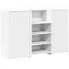 Image de vidaXL Bureau de réception blanc 155x50x103,5 cm bois d'ingénierie, comptoir de réception, réception de salon, comptoir de bar de réception, réception
