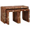 Image de vidaXL Tables gigognes Marron Bois de Mangue Massif, Salon, Table de Fin Rectangulaire, Meubles d'Accent Empilables, Compact pour Boissons, Décor Intérieur Contemporain