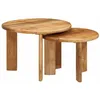 Image de vidaXL Tables Basses gigognes 2 pcs Marron Bois de Mangue Massif, Salon, Rond, Moderne, Confort et Style pour des Moments de détente et des Rencontres intemporelles