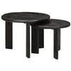 Image de vidaXL Tables Basses gigognes 2 pcs Blanc Bois de Mangue Massif, Salon, Rond, Moderne, Confort et Style pour des Moments de détente et des Rencontres intemporelles