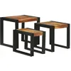 Image de vidaXL Table Gigogne 3 pcs Bois d'acacia massif et métal