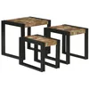 Image de vidaXL Table Gigogne 3 pcs Bois Massif récupéré et métal, Tables gigognes rectangulaires, Style Industriel, Moderne, déco Urbaine, Pratique et Polyvalente
