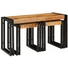Image de vidaXL Table Gigogne 3 pcs Bois de Mangue Massif et Métal, Table rectangulaire Industrielle pour Salon, Meuble empilable, déco Urbaine, Design Compact et Pratique