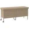 Image de vidaXL Boîte rangement jardin roues beige 160x55x75 cm résine tressée, boîte de rangement d'extérieur, rangement de coussins de jardin, boîte de rangement de coussins