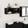 Image de vidaXL Armoire murale de bain noir 80x25x30 cm bois d'ingénierie