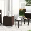 Image de vidaXL Tables d'appoint de jardin 3 pcs marron résine tressée