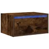 Image de vidaXL Table de Chevet Murale avec lumières LED chêne fumé, Armoire, Table d'appoint, Armoire de lit, Armoire de Chevet, Table de Nuit