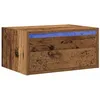 Image de vidaXL Table de Chevet Murale avec lumières LED Vieux Bois, Armoire, Table d'appoint, Armoire de lit, Armoire de Chevet, Table de Nuit