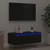 Image de vidaXL Meuble TV avec lumières LED chêne noir 75x35,5x25 cm