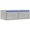 Image de vidaXL Meuble TV avec lumières LED Gris béton 75x35,5x25 cm, Meuble HiFi, Centre de Divertissement, Armoire TV, Meuble multimédia, Console TV