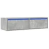 Image de vidaXL Meuble TV avec lumières LED Gris béton 100X35,5x25 cm, Meuble HiFi, Centre de Divertissement, Armoire TV, Meuble multimédia, Console TV