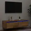 Image de vidaXL Meuble TV avec lumières LED vieux bois 100X35,5x25 cm