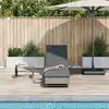 Image de vidaXL Chaise longue avec roues et coussin gris résine tressée