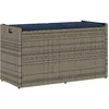 Image de Banc de rangement extérieur coussin gris 100 cm résine tressée