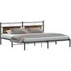 Image de vidaXL Cadre de lit sans Matelas chêne fumé 193x201 cm Bois ingénierie