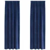 Image de vidaXL Rideaux occultants 2 pcs Bleu foncé 140 x 225 cm Velours, Rideaux occultants élégants, en Velours Chic, pour Chambre, Salon et décoration intérieure