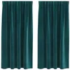 Image de vidaXL Rideaux occultants 2 pcs Vert foncé 140 x 175 cm Velours, Rideaux occultants élégants, en Velours Chic, pour Chambre, Salon et décoration intérieure