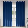 Image de vidaXL Rideaux occultants avec anneaux 2 pcs Bleu foncé 260 x 140 cm