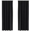Image de vidaXL Rideaux occultants avec Anneaux 2 pcs Noir 245 x 140 cm, Rideaux Modernes pour Le Salon, occultants, draps légers, en Polyester, pour Plus d'intimité