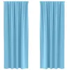 Image de vidaXL Rideaux occultants avec Anneaux 2 pcs Bleu Clair 225 x 140 cm, Rideaux Modernes pour Le Salon, occultants, draps légers, en Polyester, pour Plus d'intimité