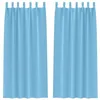 Image de vidaXL Rideaux occultants avec Anneaux 2 pcs Bleu Clair 260 x 140 cm, Rideaux Modernes pour Le Salon, occultants, draps légers, en Polyester, pour Plus d'intimité