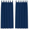 Image de vidaXL Rideaux occultants avec Anneaux 2 pcs Bleu foncé 225 x 140 cm, Rideaux Modernes pour Le Salon, occultants, draps légers, en Polyester, pour Plus d'intimité