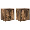 Image de vidaXL Tables de Chevet murales 2 pcs chêne fumé 38x34x40 cm, Table de Chevet, Armoire de lit, Table d'appoint de Chambre, Table de Nuit, Table de lit