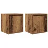 Image de vidaXL Tables de Chevet murales 2 pcs Vieux Bois 38x34x40 cm, Table de Chevet, Armoire de lit, Table d'appoint de Chambre, Table de Nuit, Table de lit
