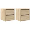 Image de vidaXL Tables de Chevet murales 2 pcs chêne Sonoma 38x34x40 cm, Table de Chevet, Armoire de lit, Table d'appoint de Chambre, Table de Nuit