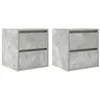 Image de vidaXL Tables de Chevet murales 2 pcs Gris béton 38x34x40 cm, Table de Chevet, Armoire de lit, Table d'appoint de Chambre, Table de Nuit, Table de lit