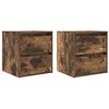 Image de vidaXL Tables de Chevet murales 2 pcs chêne fumé 38x34x40 cm, Table de Chevet, Armoire de lit, Table d'appoint de Chambre, Table de Nuit, Table de lit
