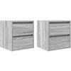 Image de vidaXL Tables de Chevet murales 2 pcs Sonoma Gris 38x34x40 cm, Table de Chevet, Armoire de lit, Table d'appoint de Chambre, Table de Nuit