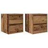 Image de vidaXL Tables de Chevet murales 2 pcs Vieux Bois 38x34x40 cm, Table de Chevet, Armoire de lit, Table d'appoint de Chambre, Table de Nuit, Table de lit
