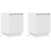 Image de vidaXL Tables de Chevet avec lumières LED 2 pcs Blanc 38x34x50 cm, Table d'appoint, Armoire de lit, Table d'appoint pour Chambre à Coucher