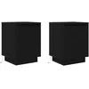 Image de vidaXL Tables de Chevet avec lumières LED 2 pcs Noir 38x34x50 cm, Table d'appoint, Armoire de lit, Table d'appoint pour Chambre à Coucher