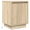 Image de vidaXL Table de Chevet avec lumières LED chêne Sonoma 38x34x50 cm, Table d'appoint, Armoire de lit, Table d'appoint pour Chambre à Coucher