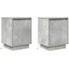 Image de vidaXL Tables de Chevet avec lumières LED 2 pcs Gris béton 38x34x50 cm, Table d'appoint, Armoire de lit, Table d'appoint pour Chambre à Coucher