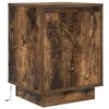 Image de vidaXL Table de Chevet avec lumières LED chêne fumé 38x34x50 cm, Table d'appoint, Armoire de lit, Table d'appoint pour Chambre à Coucher
